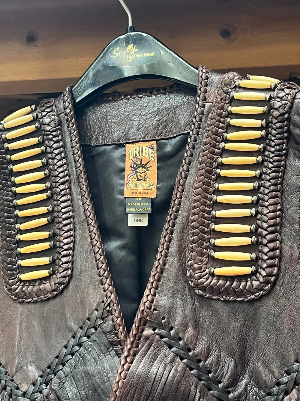 Tribe America Men's Brown Leather Vest - Brown